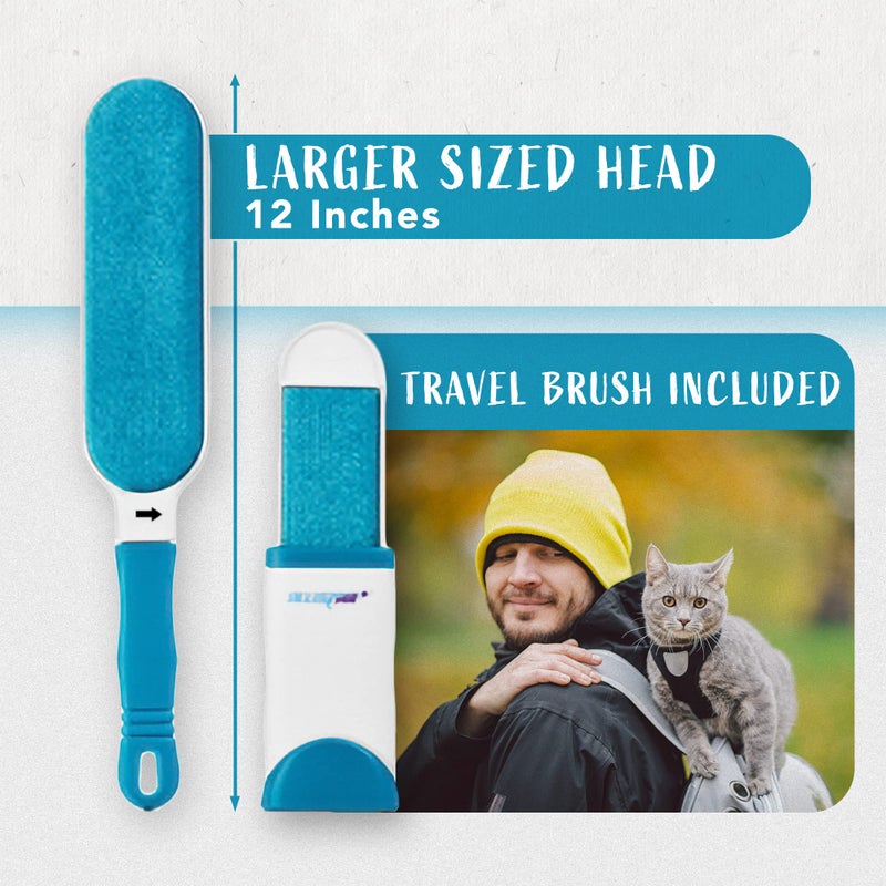 ALLISTAR Lint Brush and Pet Hair Remover for Laundry, Clothes, Couches, Car Seats, Furniture and Fabric. Reusable Dog and Cat Fur Wizard Hair Removal Brush. ALLISTAR (Sky Blue) - Image 2